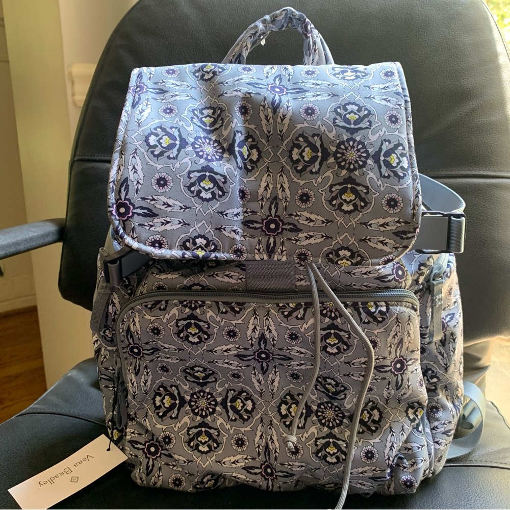 New Vera Bradley Cotton Utility Backpack, Plaza Tile Retail $95 - Picture 6 of 11
